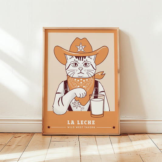 Minimalist Cowboy Sheriff Cat Poster (unframed)