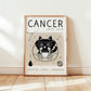 Cancer Sternzeichen-Print: Katze im Kreis, Jun 22–Jul 22, „Intuitive, Loyal, Tenacious“