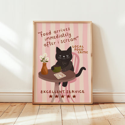 Local Food Critic Cat Print (Unframed)
