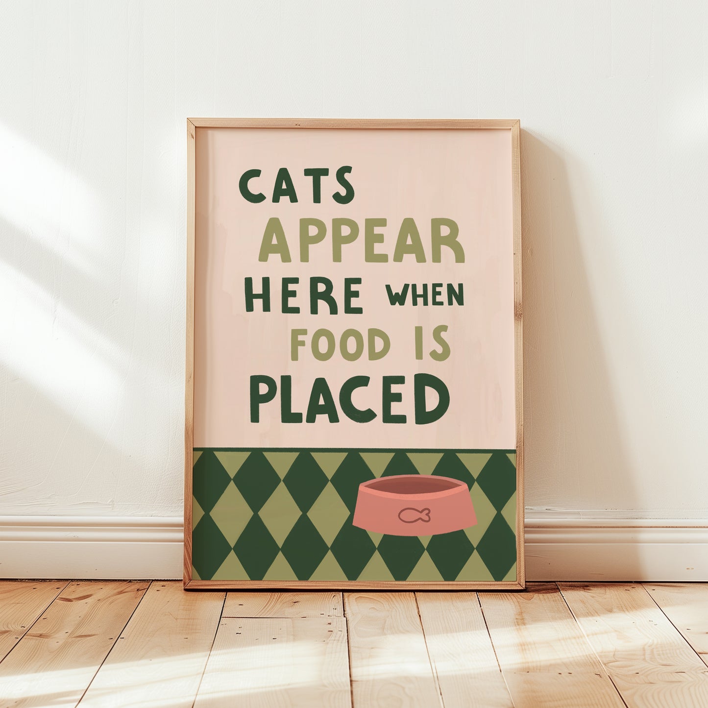 Cats Appears Here When Food Is Placed Print (Unframed)