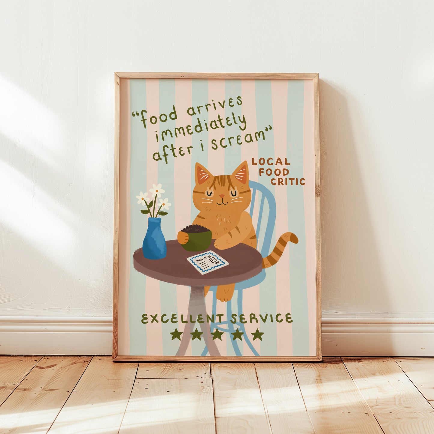 Local Food Critic Cat Print (Unframed)