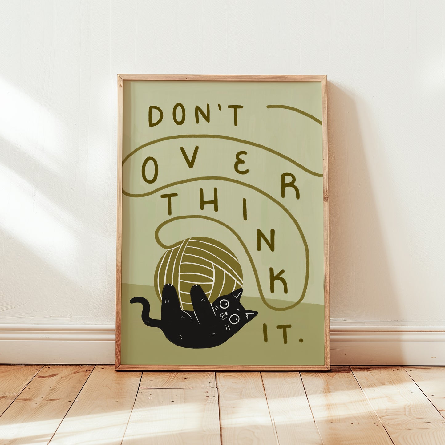 Don't Overthink It Cat Home Office Print, Unframed