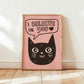 Unframed cat print wall art with black cat face and “I Believe in You” on pink background