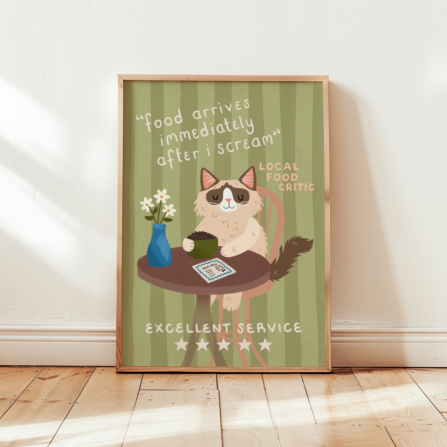 Local Food Critic Cat Print (Unframed)