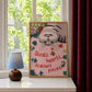 Unframed cat puzzle artwork with cat face illustration and puzzle pieces around heart-themed text