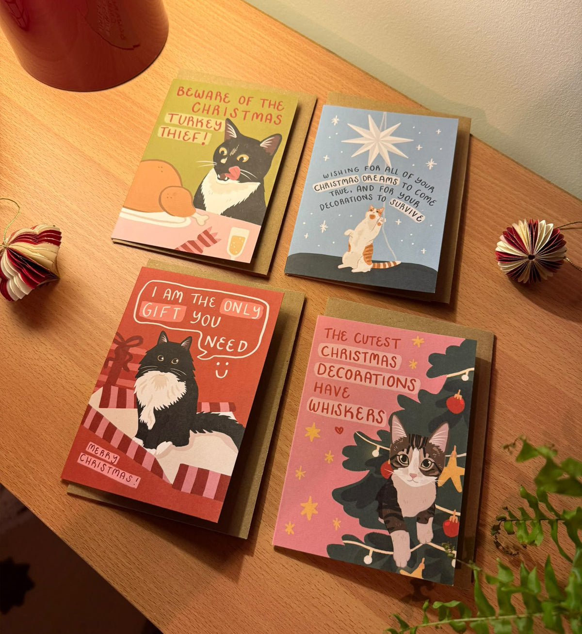 Christmas Dreams Cat Greetings Card