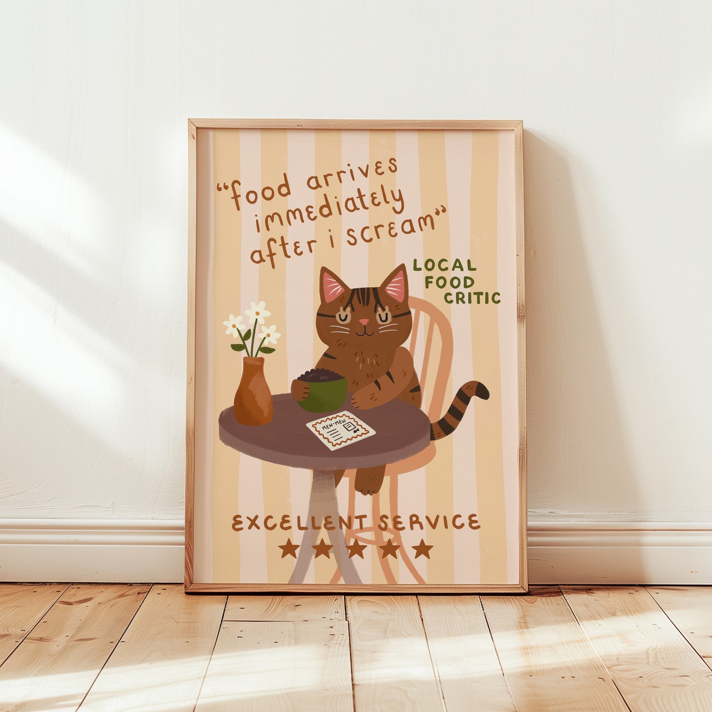 Local Food Critic Cat Print (Unframed)