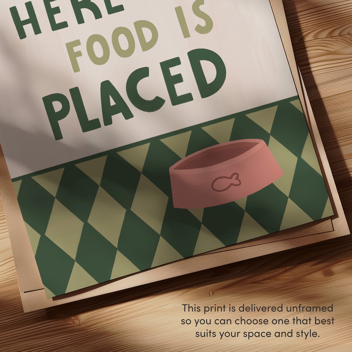Cats Appears Here When Food Is Placed Print (Unframed)