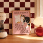 Unframed goose and cat illustration print with “Silly Little Goose” on pink paper