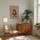 Framed cat office chair artwork print with orange tabby cat, 'CHAIR STEALER' text