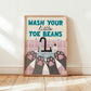 Framed wash your little toe beans print with sink faucet, hands, and paw icons