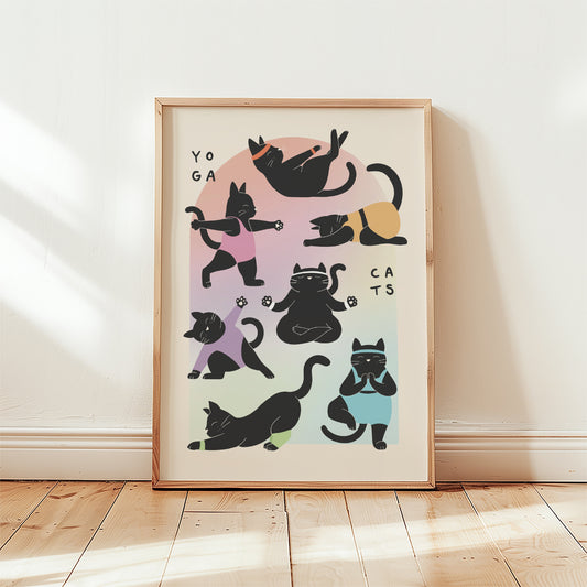 Minimalist Cat Yoga Art Print (unframed)