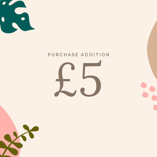 Purchase addition £5 top-up, printed text showing £5