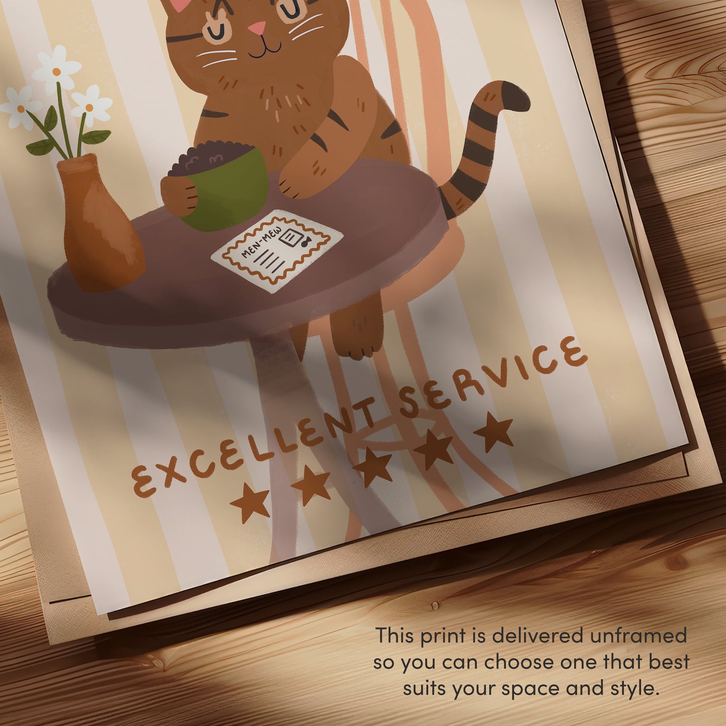 Local Food Critic Cat Print (Unframed)