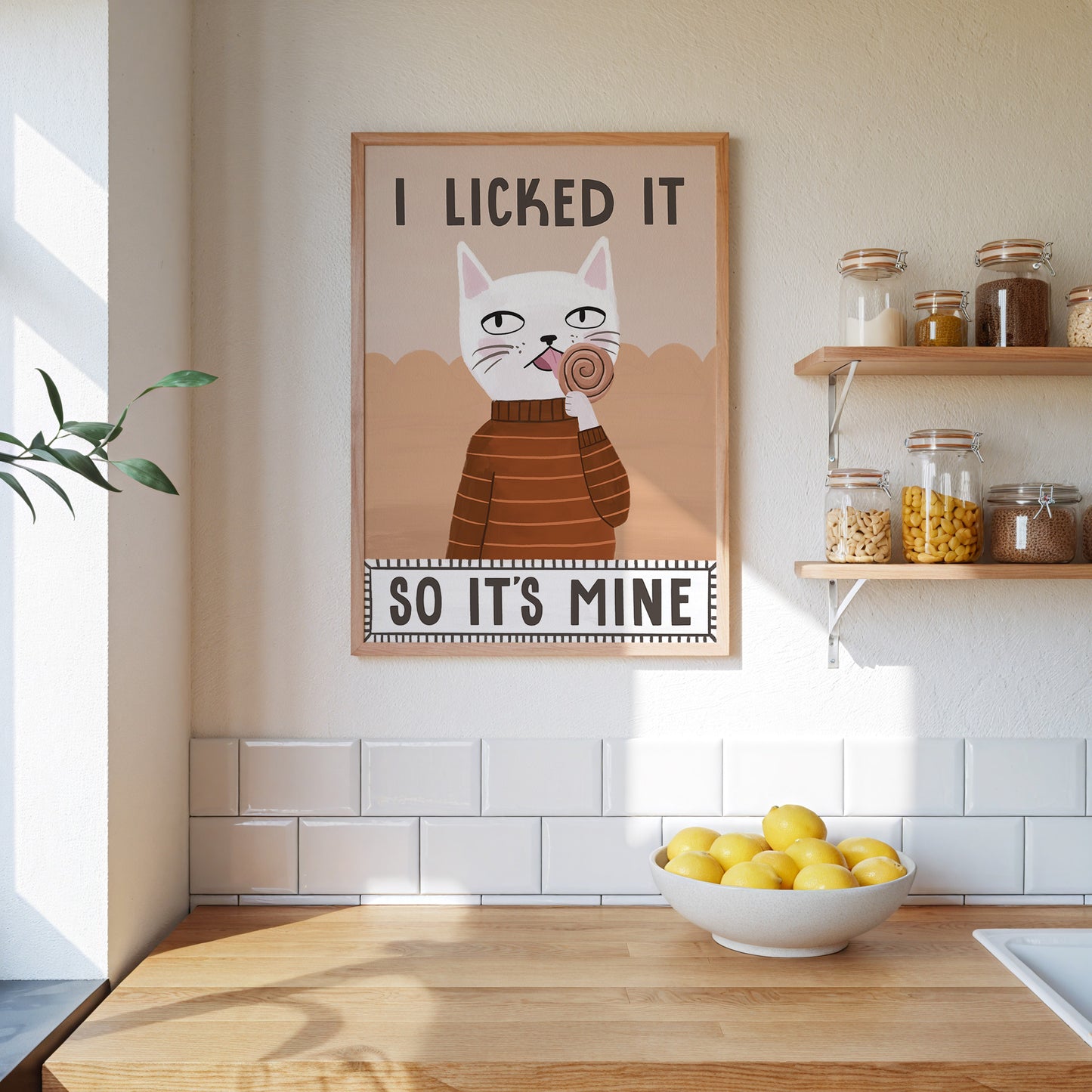 I Licked It So It's Mine Cat Art Print (unframed)