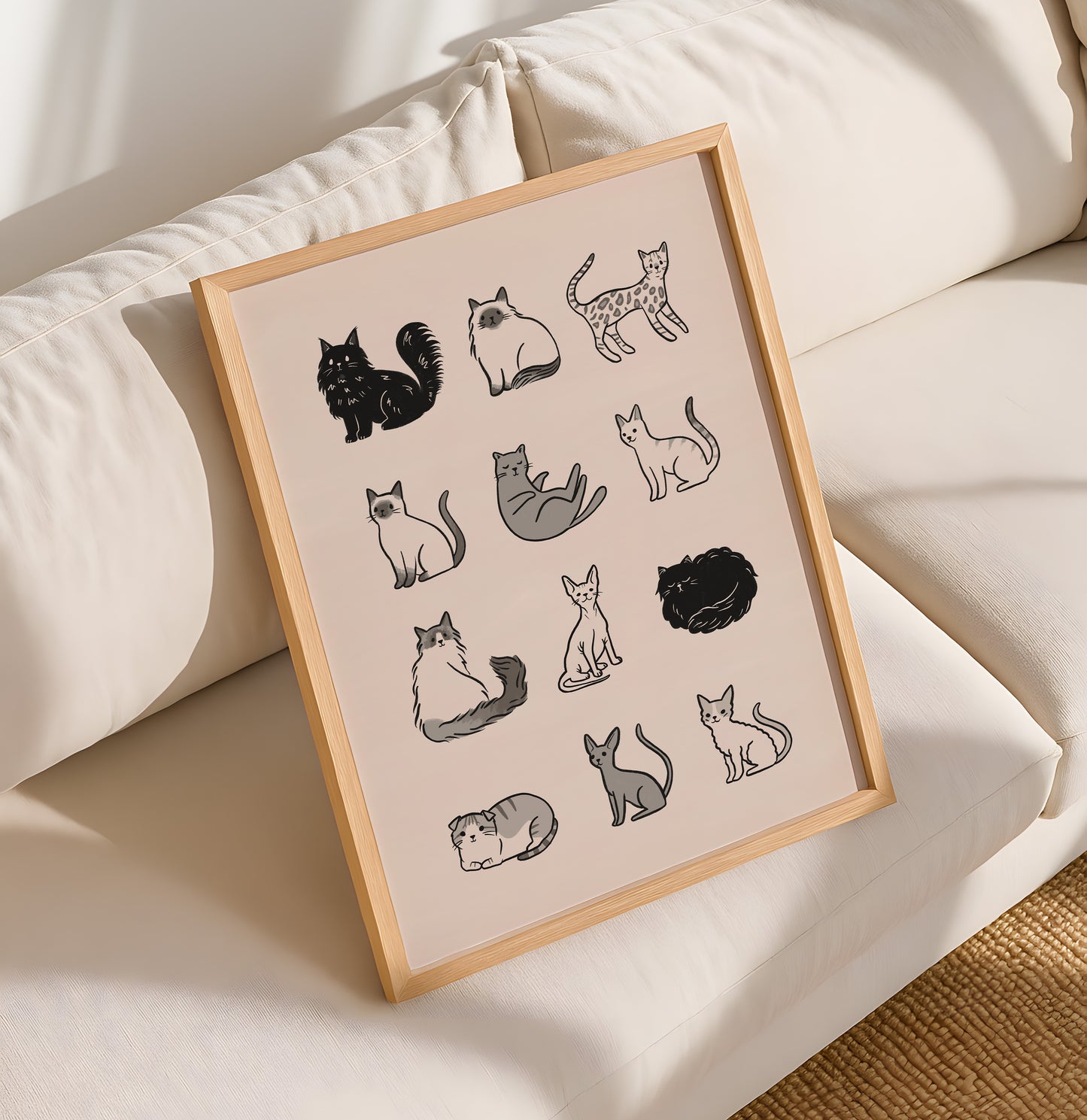 Cat Breeds Collage Art Print (Unframed)