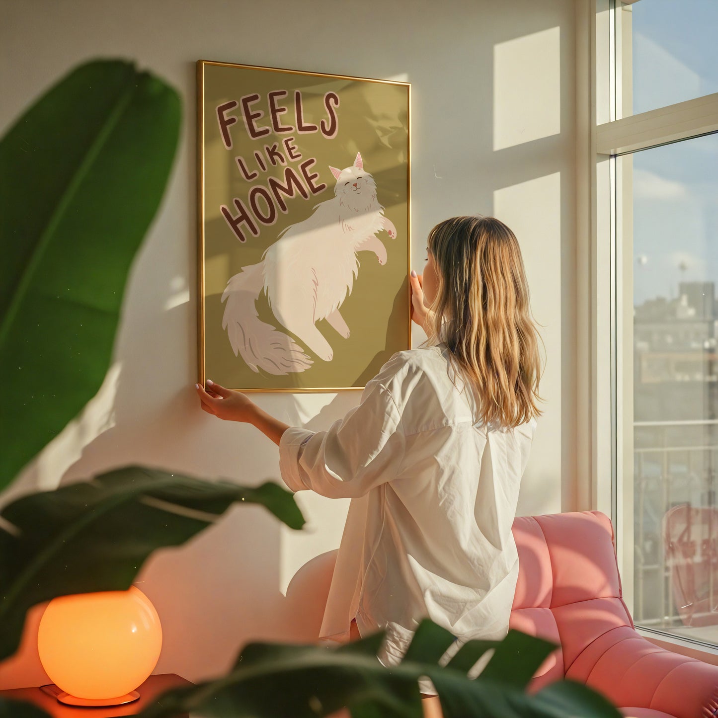 Feels Like Home Cat Art Print (Unframed)