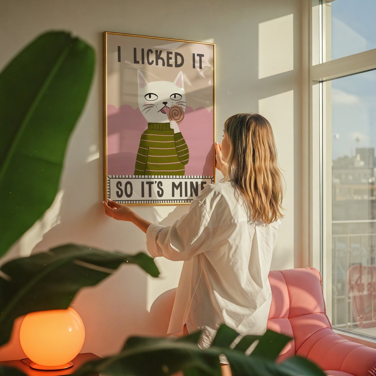 I Licked It So It's Mine Cat Art Print (unframed)
