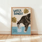 Cat-themed unframed art print reading “WATER BANDIT,” with tabby cat holding a water glass
