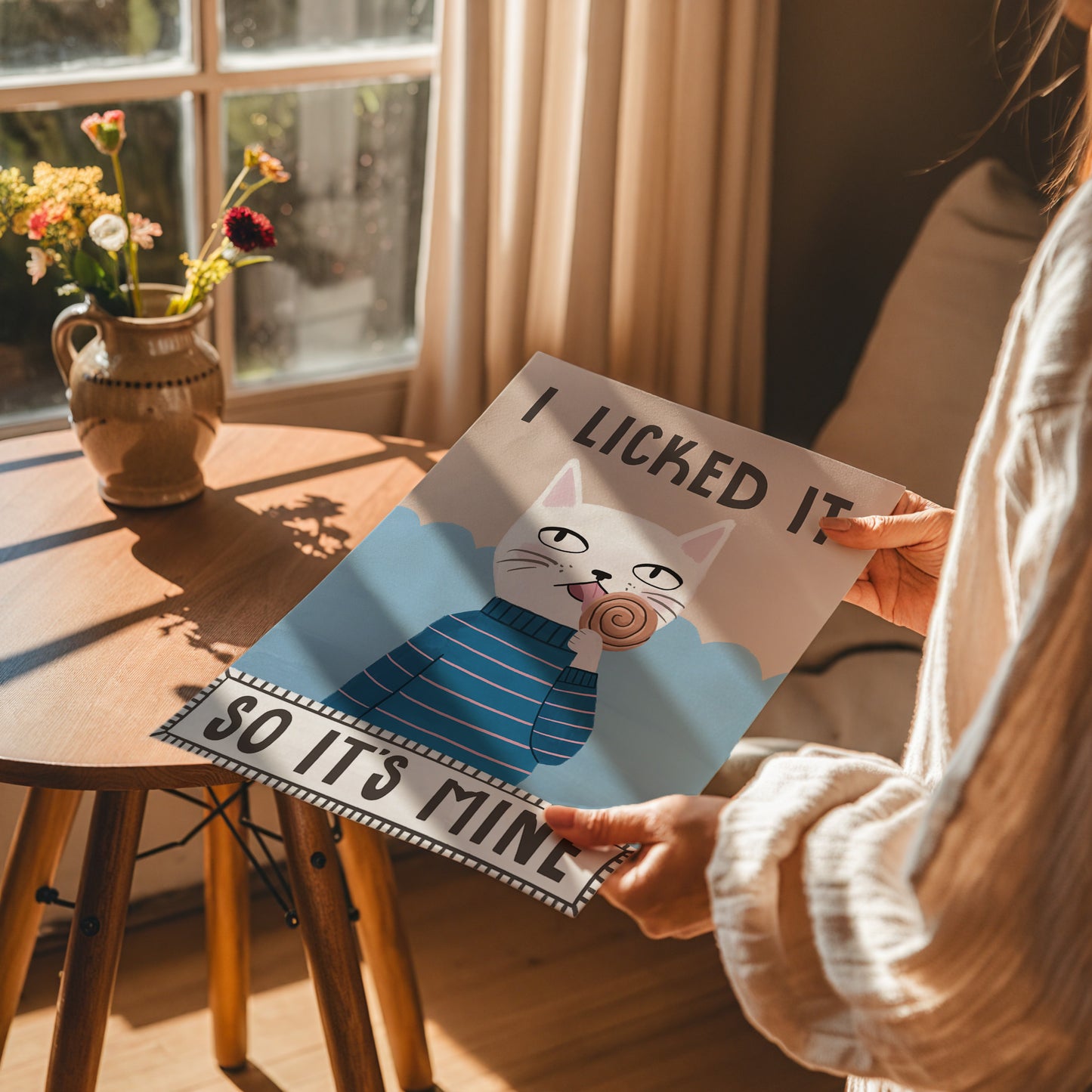 I Licked It So It's Mine Cat Art Print (unframed)