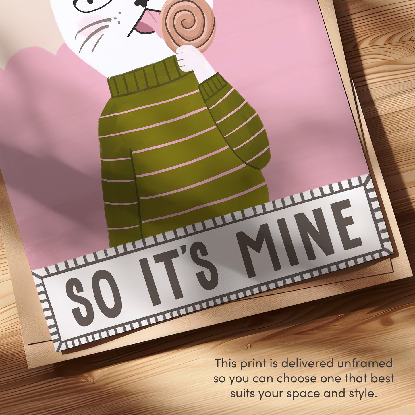 I Licked It So It's Mine Cat Art Print (unframed)