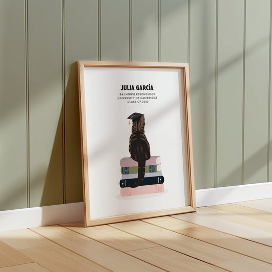 Personalised Graduation Cat Print (unframed)