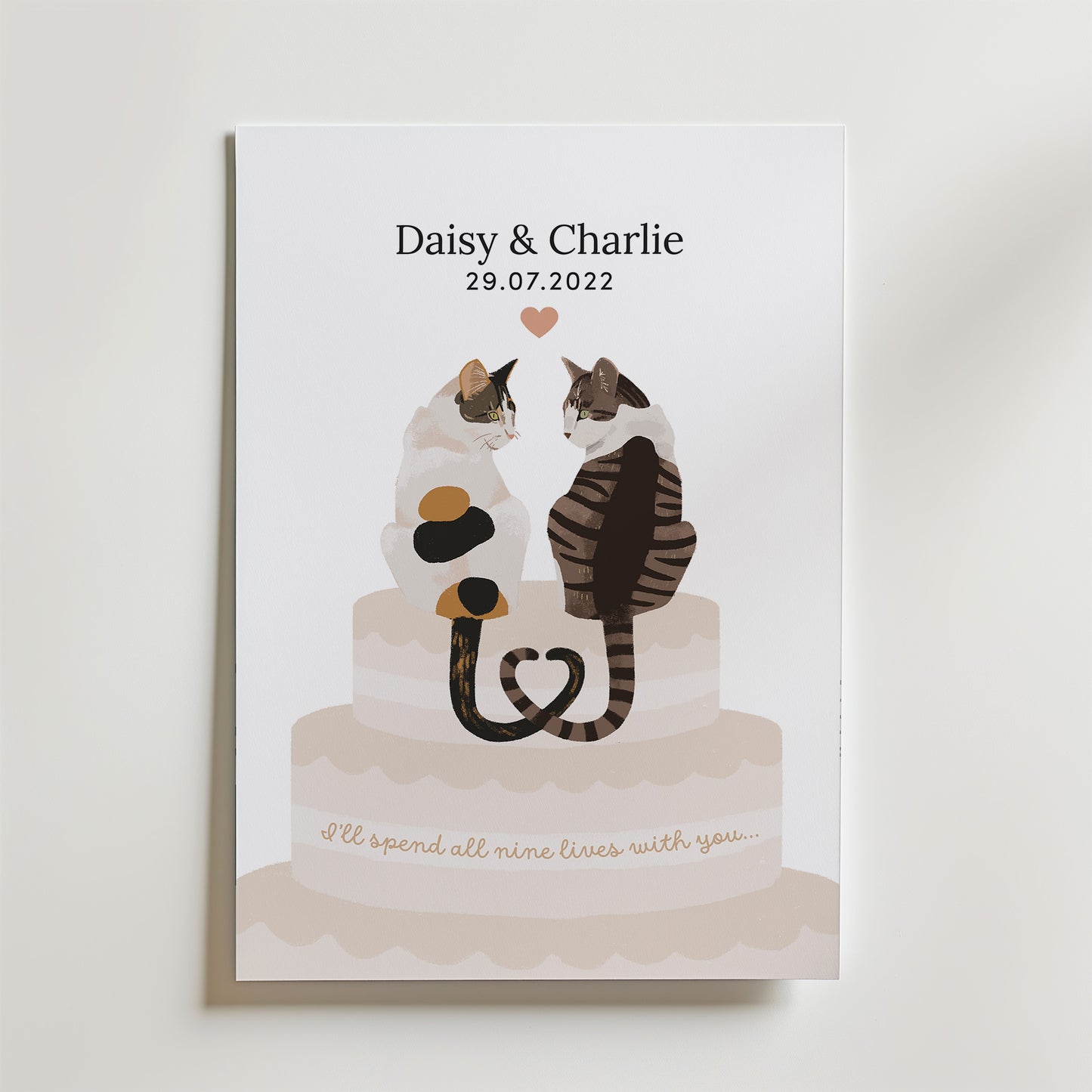 Personalised Wedding Cat Print (unframed)