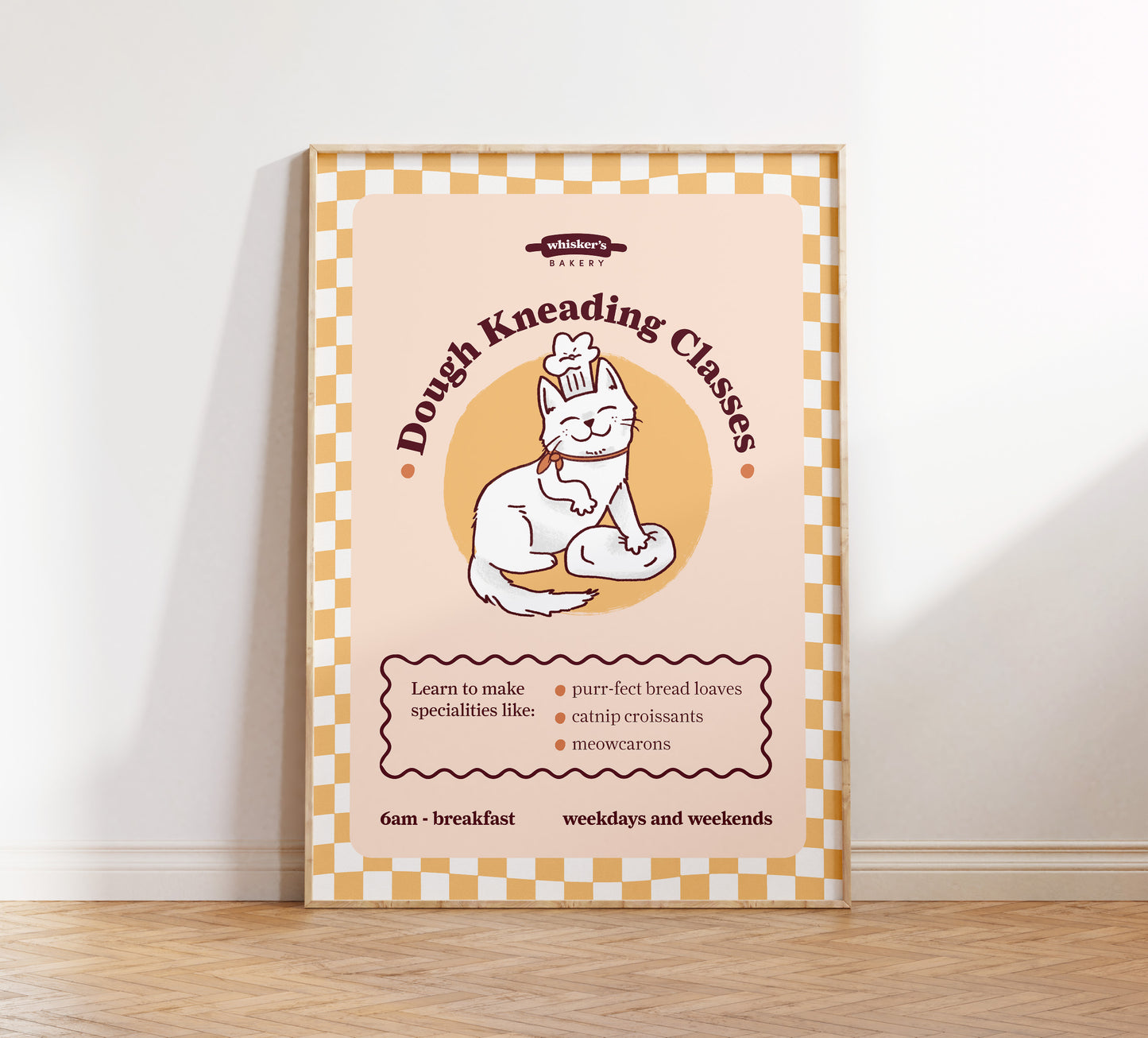 Dough Kneading Classes Cat Poster (unframed)