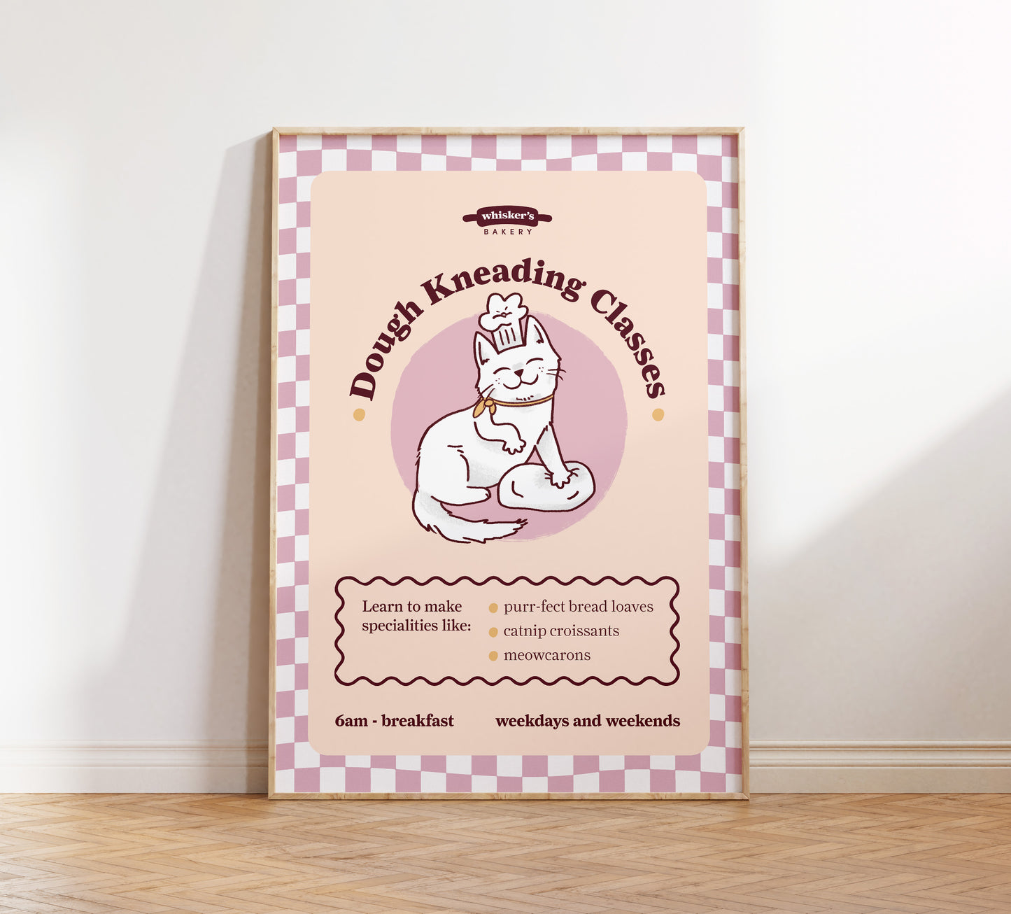 Dough Kneading Classes Cat Poster (unframed)