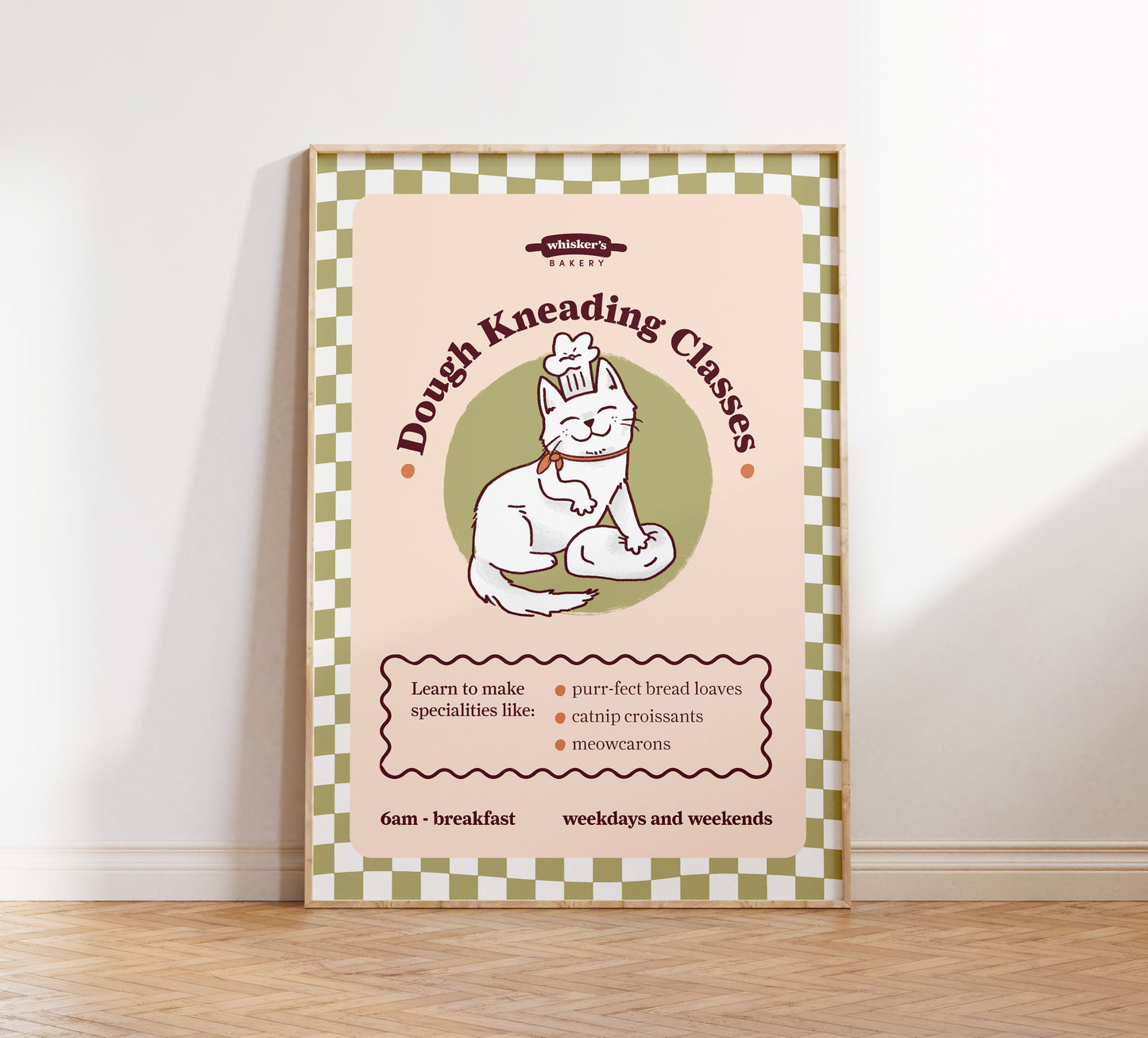 Dough Kneading Classes Cat Poster (unframed)