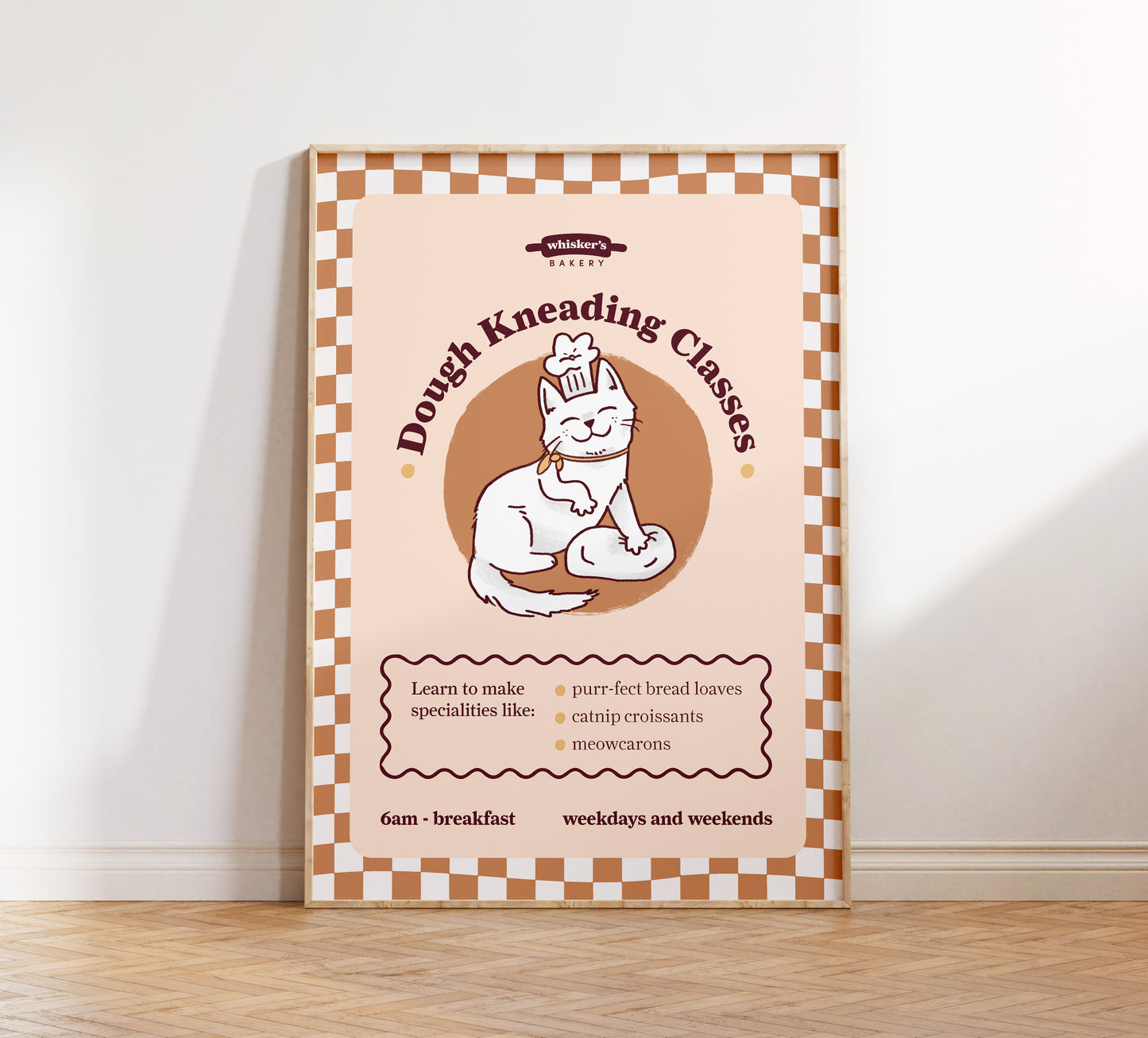 Dough Kneading Classes Cat Poster (unframed)