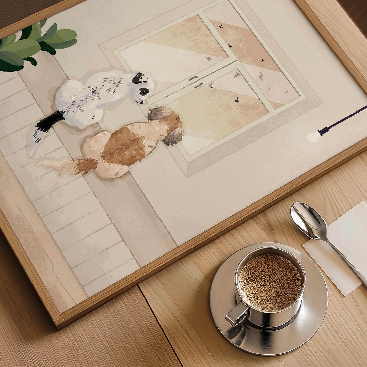 Personalised Dog Portrait of Pets Looking Out the Window Art Print (unframed)