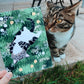 Personalised Cat and Wildflowers Wall Art Print (unframed)