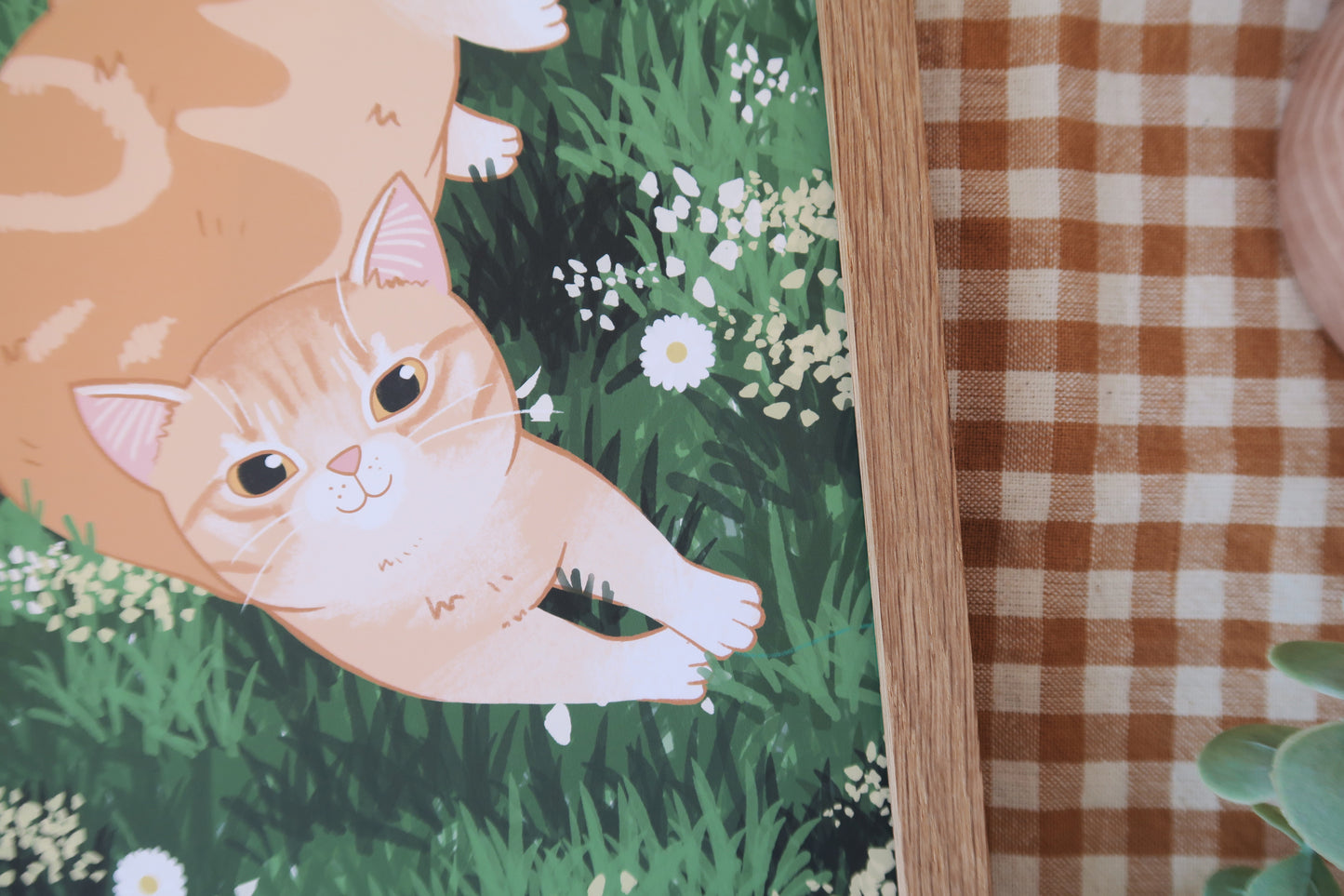 Personalised Cat and Wildflowers Wall Art Print (unframed)