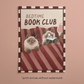 Bedtime Book Club cat print, unframed; “BEDTIME BOOK CLUB” text with cats reading