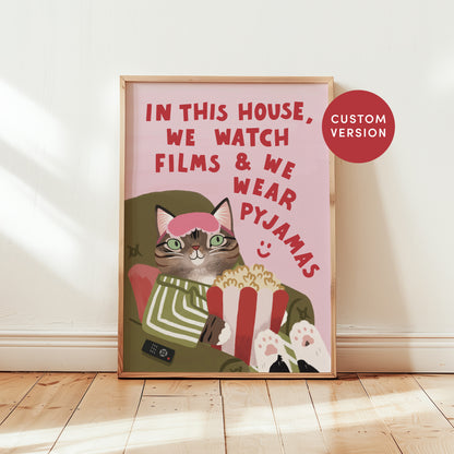Custom Films and Pyjamas Cat Print (unframed)