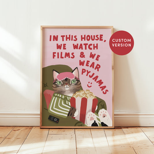 Custom Films and Pyjamas Cat Print (unframed)