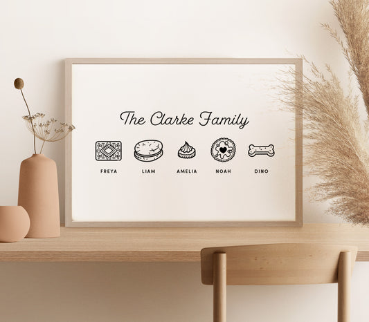 Personalised Family Biscuit Print (unframed)