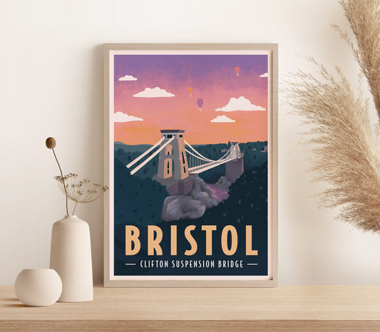 Bristol Illustrated Retro Travel Print (unframed)