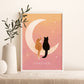 Personalised Cats Sitting on the Moon Print (unframed)