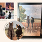 Personalised Cats Sitting on Fence in Countryside Print (unframed)