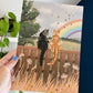 Personalised Cats Sitting on Fence in Countryside Print (unframed)