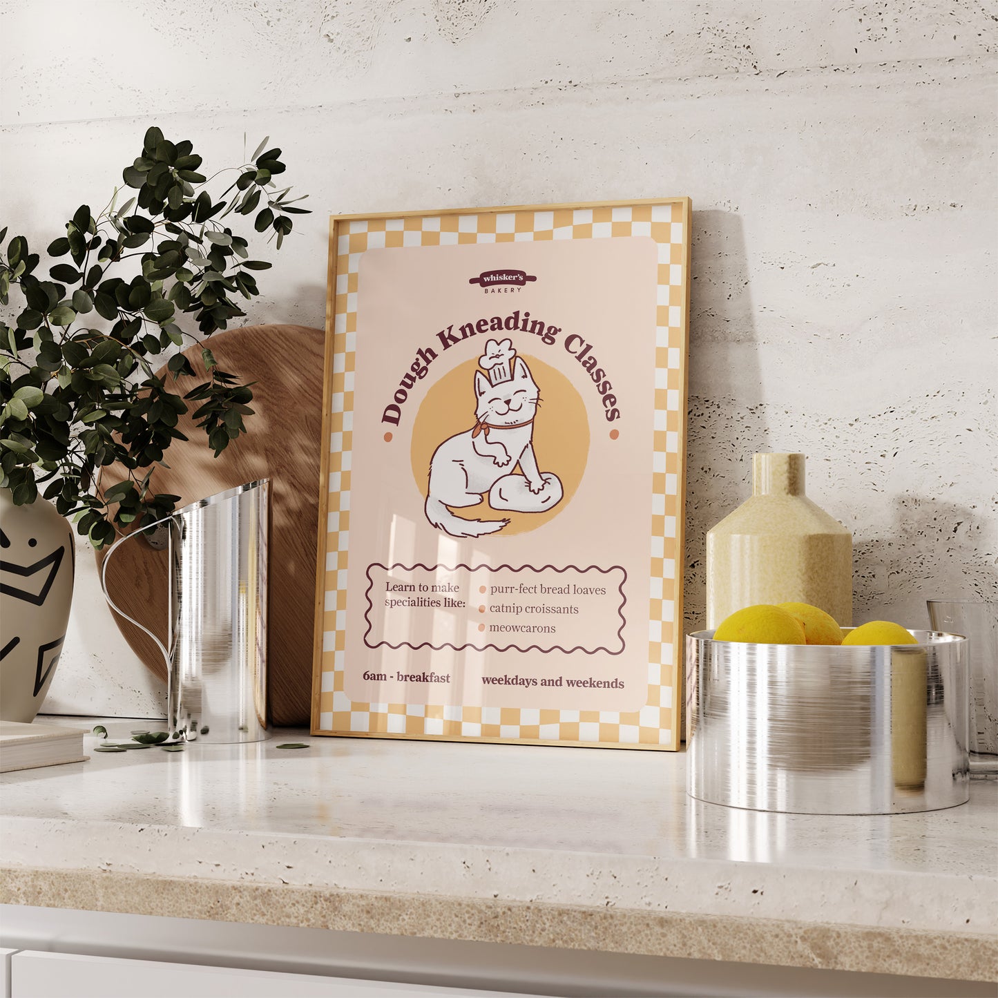 Dough Kneading Classes Cat Poster (unframed)