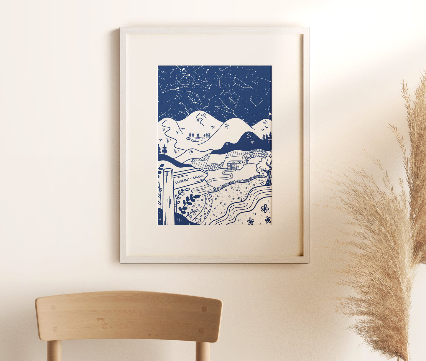 Personalised First Date Star Map Illustrated Print (unframed)