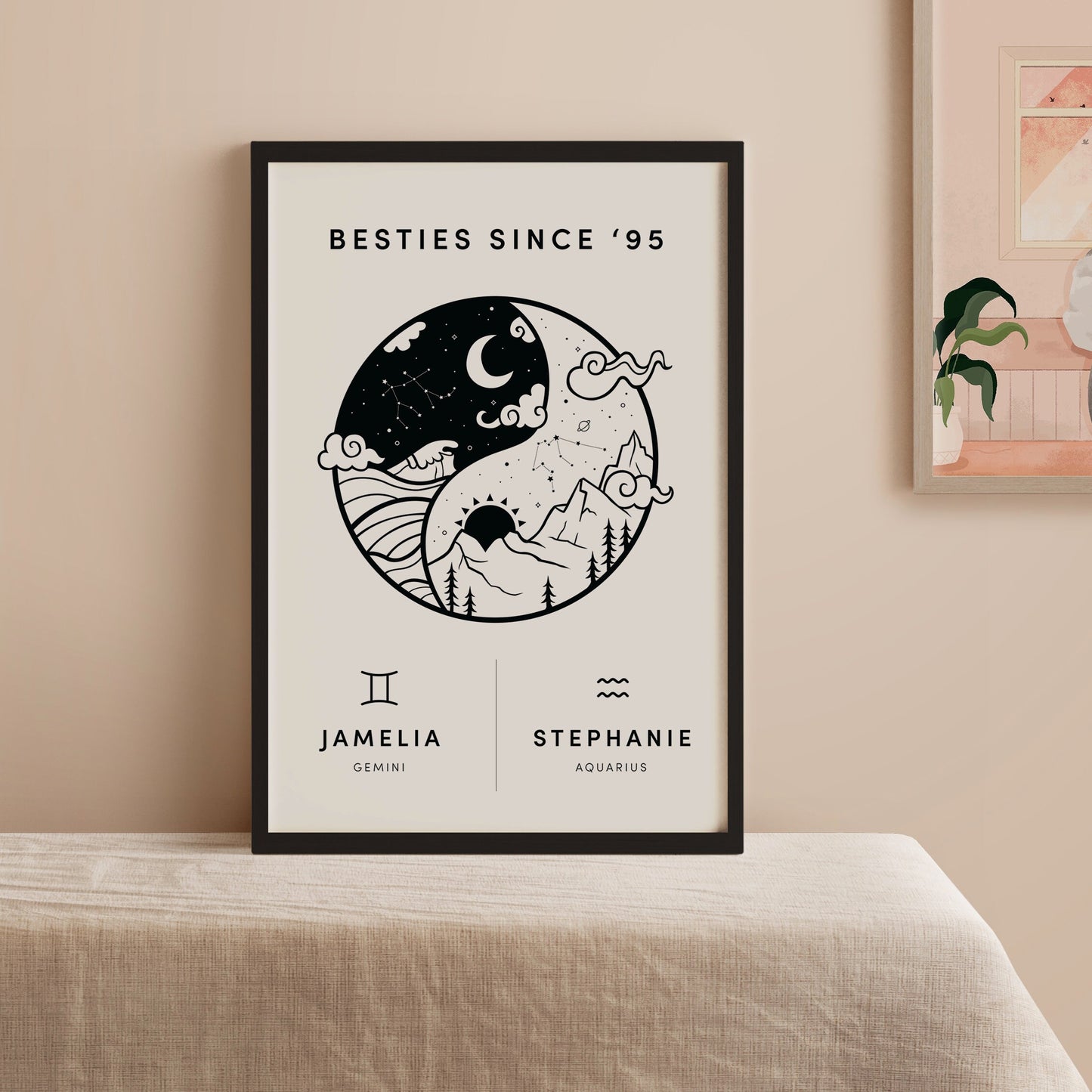 Personalised Zodiac Friendship Print (unframed)
