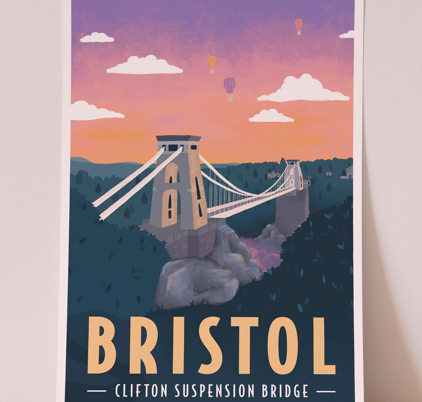 Bristol Illustrated Retro Travel Print (unframed)